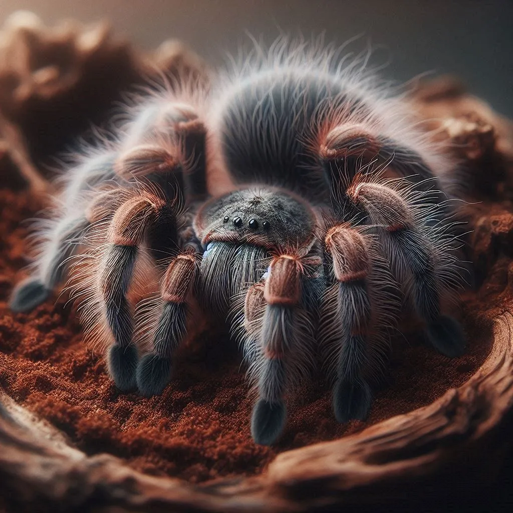23708 curly hair tarantula eating