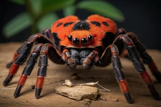 23993 redknee tarantula fangs preying